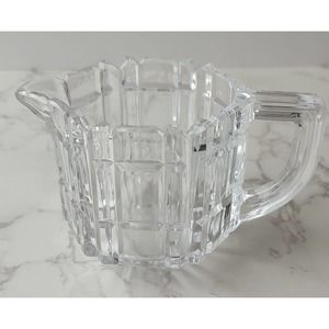Vintage Heavy Crystal Glass Clear Cut Creamer Pitcher A20